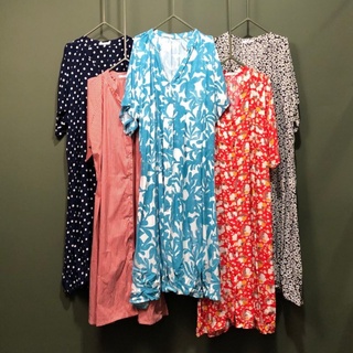 Mix Maxi - Dress Panjang Motif & Polos - Lengan Pendek & Panjang