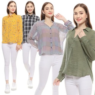 Kemeja dan Blouse Lengan Panjang - Kuning Bunga - Kotak - Pelangi - Olive - Batik PD5 PD6