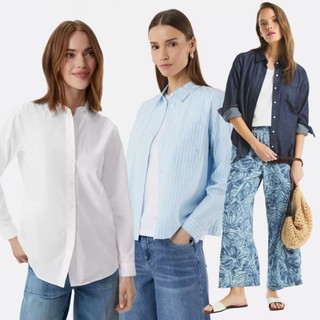 Nau Com Ori - Kemeja Blouse - Lengan Panjang Pendek - Polos Motif