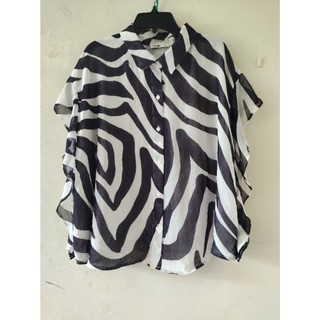 Part2-Ceka Deka TeHa K4rl- Kemeja Blouse Lengan Pendek-Polos Motif